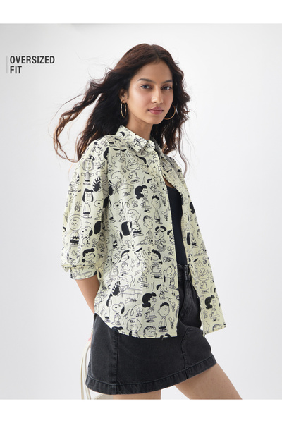 The Souled Store By Styli Off White Peanuts Character Print Long Sleeve Shirt