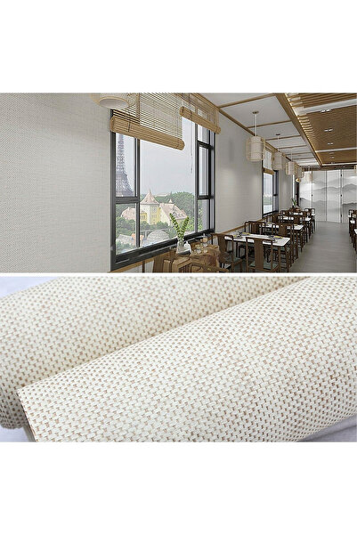 Bien Duvar Kağıtları Bien Exclusıve 5500 Serin Krem Hasır Hissi Lüks Görünüm Dokulu Duvar Kağıdı 53x1000 cm, 5M²
