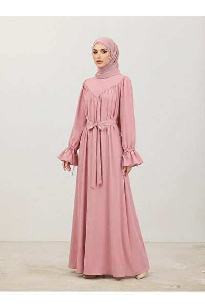 ankanoor V Robalı Kol Bağlamalı Dubai İpeki Elbise 150 cm Anka262050