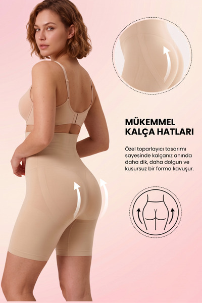 Womenmade Women's Skin Tone High-Waist Seamless Long-Leg Shapewear - Flexible, Firming, and Hip-Enhancing