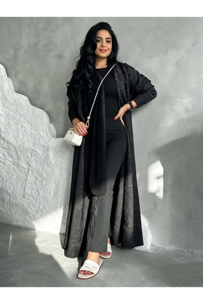 Take Two By Styli Black Textured Abaya