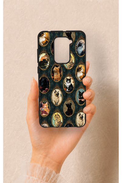 Vip Case Redmi Note 9 Uyumlu Vintage Kedi Portreleri Desenli Silikon Kılıf