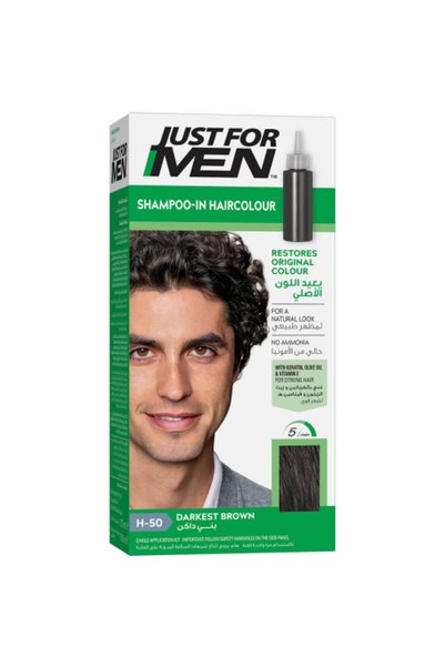 Just For Men شامبو صبغة الشعر للرجال، لون بني غامق جداً