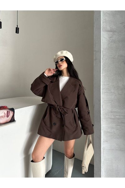 ZF BUTİK Women's Premium Trench Coat with Belt