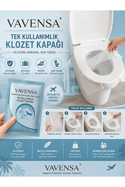 Hijyenik Tek Kullanımlık Klozet Kapağı Kılıfı Seyahat Tipi WC Örtüsü 10 adet