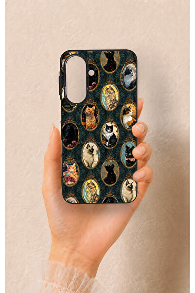 Vip Case Samsung A27 Uyumlu Vintage Kedi Portreleri Desenli Silikon Kılıf