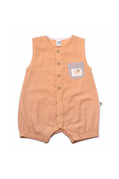 bebegen Baby Boy Orange Elephant Pocket Buttoned Shorts Overalls