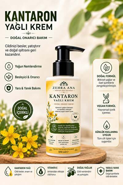 Zehra ana St. John's Wort Oil Cream 100 ml – Intensive Moisturizing, Nourishi...