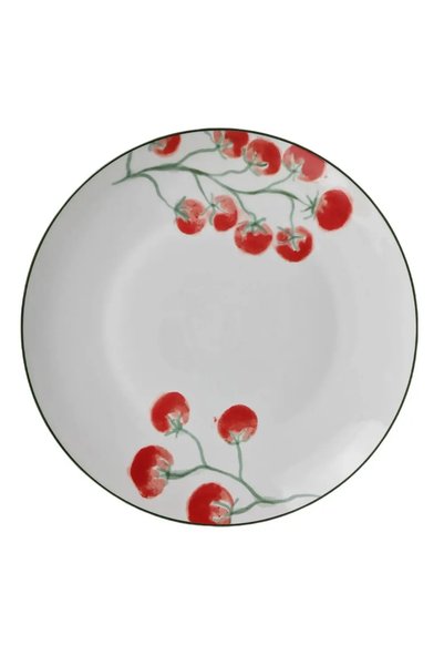 Carrefour Home Farfurie, model cu roșii, porțelan, 26,5 cm, Albă cu decor