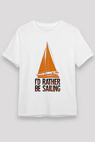 Darkhane Sailing Printed Unisex White T-Shirt - Tshirt