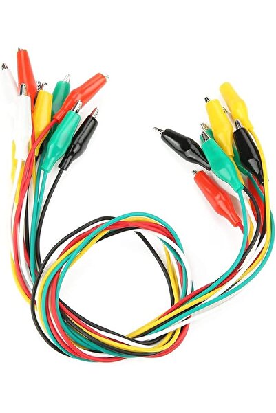WALFRONT 10Pcs Double Ended Test Leads 50cm 5 Colors Clips Jumper Wires for M...