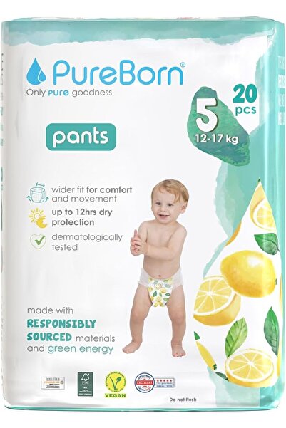 PUREBORN Baby Dry Pull Up Diapers/Nappy Pants Suitable for Babies |Size -5 |S...