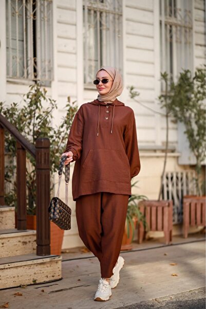 NS Moda Tesettür Maya Takım Kahverengi-Model 534