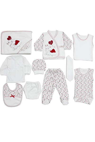 bebegen Chery Red Heart Rabbit Polka Dot 11 Piece Hospital Exit Set