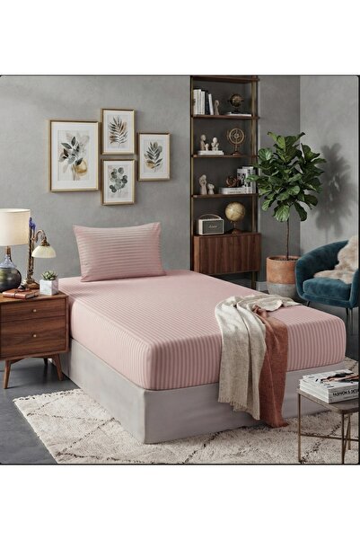 Skyrose Premium Single Striped Satin Bed Sheet Set (1 Sheet + 1 Pillowcase) C...