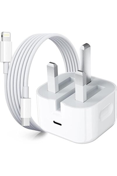 VHBW شاحن آيفون، قابس شحن USB C بقوة 20 واط مع كابل لايتنينج بطول 2 متر لآيفو...