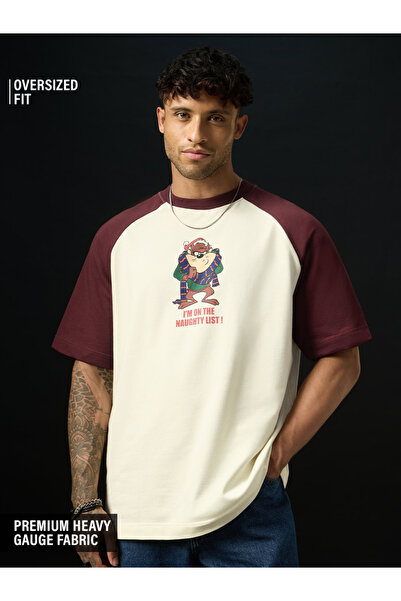 The Souled Store By Styli تي شيرت رجالي من Looney Tunes Taz Graphic Cream كبي...