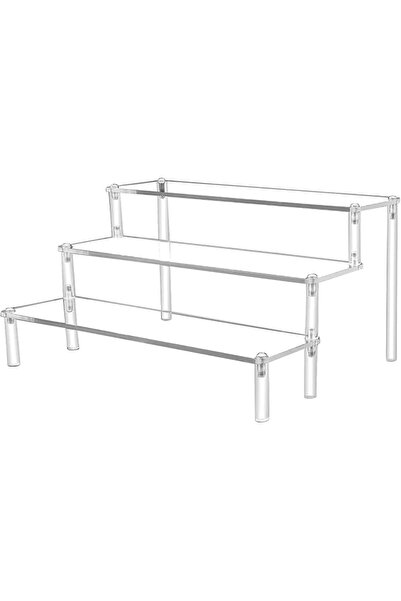 Generic Acrylic Display Rack Risers, 3-Tier Transparent Display Stand Ladder ...