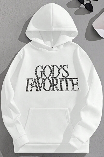 K KOZZ STYLE Unisex 3 Thread Cotton White Godsfavorite Print Loose Fit Sweats...