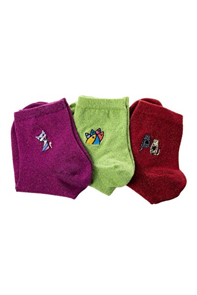 Biggdesign Pack of 3 - Cat Embroidered Socks