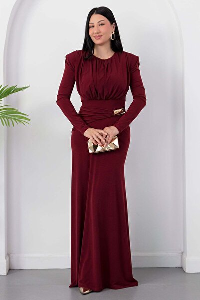 PULLIMM Rochie cu mânecă lungă cu guler de ciclism și talie cu cataramă K-262732