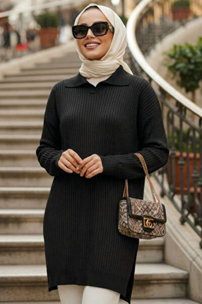 N.S NEVA STYLE Black Hijab Knitwear Sweater 10921S