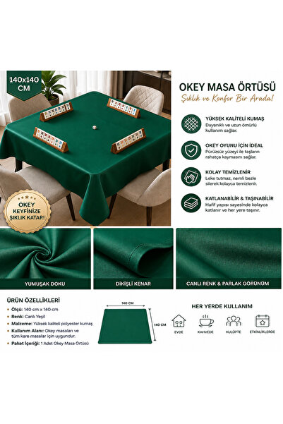 Sera Oyun Aletleri Yeşil Renk Okey Masa Örtüsü 140x140 cm | Kare Okey Masası ...