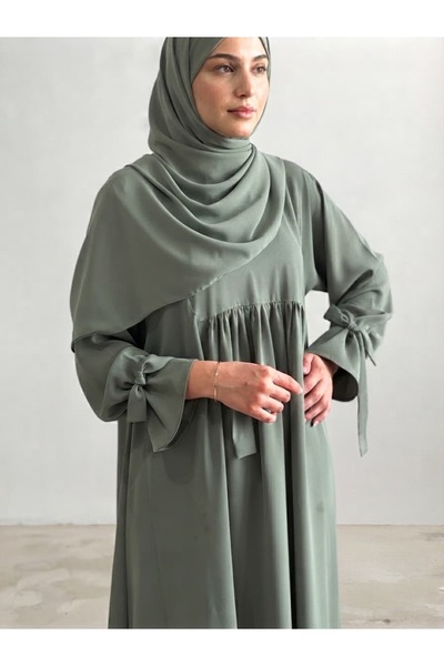 ankanoor Oversize Hijab Dubai Silk Dress with Sleeve Ties 150 cm Anka262001