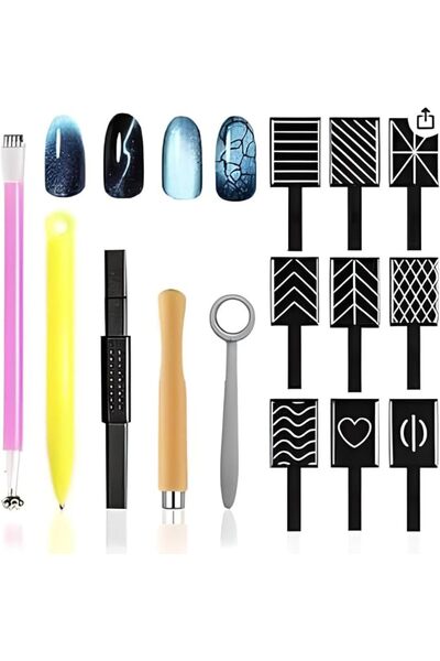 Yelajoy 14Pcs Nail Magnet Set, Multiple Effects Cat Eye Magnetic Wand for Nai...