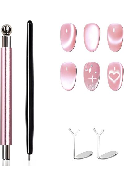 TERRIFI 4-Piece Cat Eye Magnet Set, Black Bead-Attracting Nail Magnet Pen and...