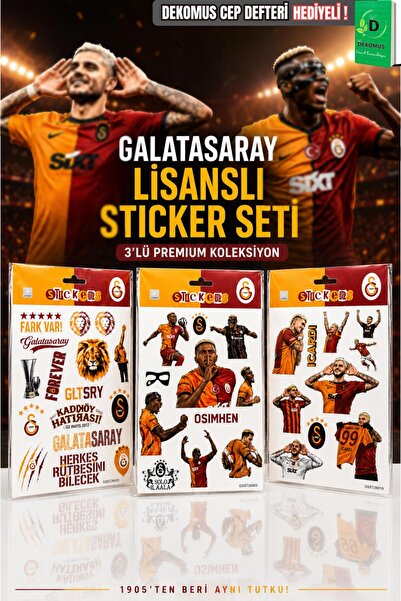 Galatasaray Lisanslı 3'lü Sticker Seti "Mauro Icardi,Victor Osimhen ve Fark Var"