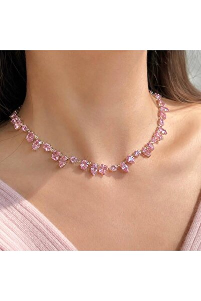 ArtBDesign Pembe Gema Kolye Pembe Taşlı Çelik Kolye