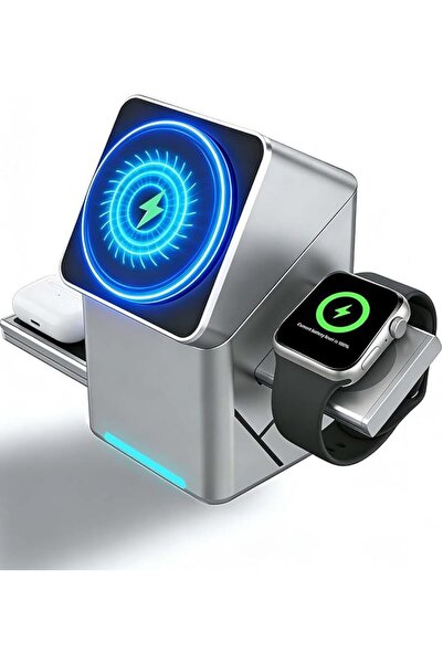 NIUBI 3 in 1 Wireless Charging Station, Foldable Magnetic Wireless Charger St...