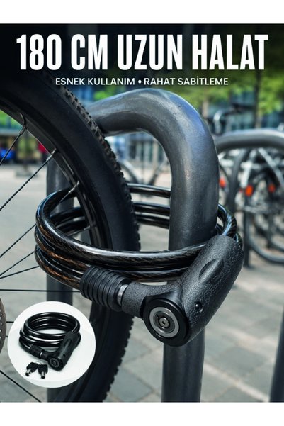 ARNEER Mey İthalat® Motosiklet, Bisiklet Ve Elektrikli Scooter İçin Ağır Hizmet Tipi Çelik Halat Kilidi