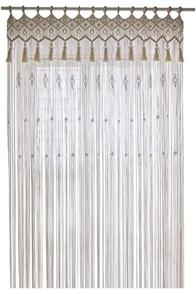 XELA Tapiserie de perete boho din macrame, Perdea din macrame pentru ușă/fere...