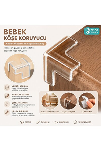 Şeffaf Köşe Koruyucu – Bebek Çocuk Güvenlik Aparatı