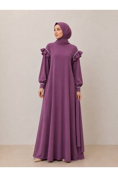 ankanoor Medina Silk Dress with Shoulder and Cuff Piping 150 cm Anka262038