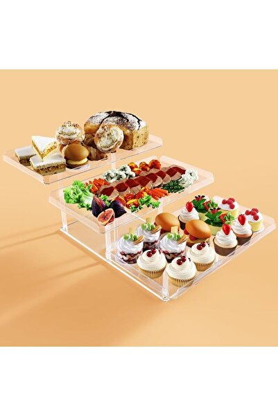 KASTWAVE 3 Tier Serving Tray for Party Supplies, Acrylic Dessert Table Displa...
