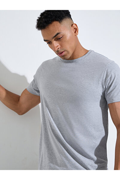 Styli Men Grey Crew Neck Regular Fit T-Shirt