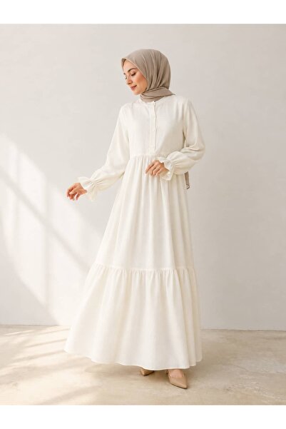 ankanoor Buttoned Front, Ruffled Sleeves Muslin Dress 150 cm Anka262031