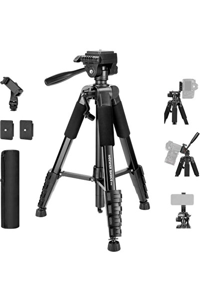 NEEWER BASICS TP56 Camera Tripod, 74" Tripod with Cell Phone Holder Mount