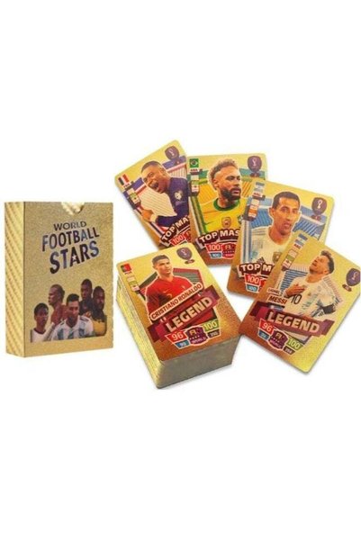 Qadro GIFT 55 PCS Gold Foil World Football Cards, Soccer Trading Card, Gold F...