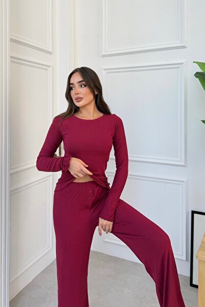 MJAMASS Fitilli Vişne Modal Pijama Takımı