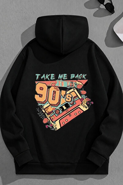 K KOZZ STYLE Unisex 3 νήματα βαμβακερό μαύρο TakeMe90s Φούτερ με στάμπα Loose...