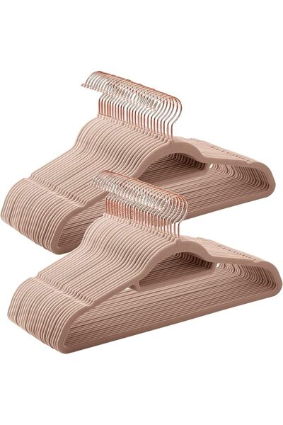 SONGMICS Velvet Hangers, Set of 50 Clothes Hanger with Rose Gold Swivel Hook,...