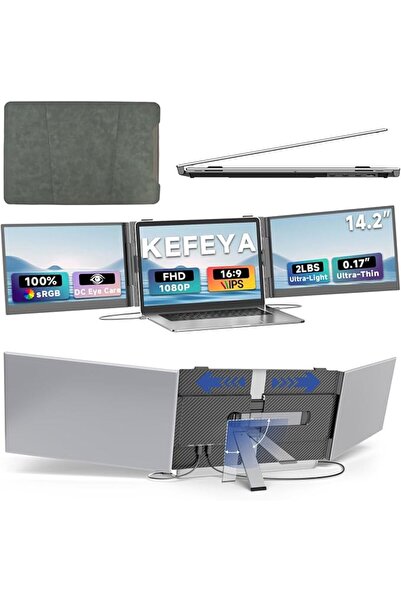 KEFEYA شاشة لابتوب إضافية 14.2 بوصة، خفيفة الوزن 2.2 رطل، فائقة النحافة 0.16 ...