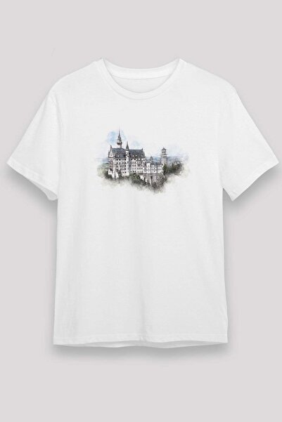 Darkhane Neuschwanstein Castle White Unisex T-Shirt T-Shirt