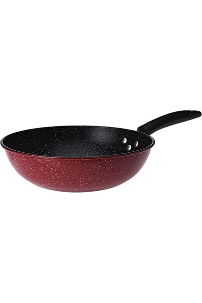 Bister 24-180 NON-STICK GRANITE WOK PAN BACKLITE HANDLE SIZE: 30cm Black & Red