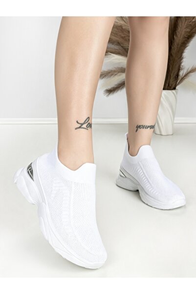 OMODA Pantofi sport dama cu platforma albi din material textil Danzela