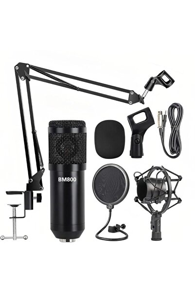 Arabest طقم ميكروفون مكثف معدني احترافي BM800، مع بطاقة صوت V8 ومغير صوت للتس...